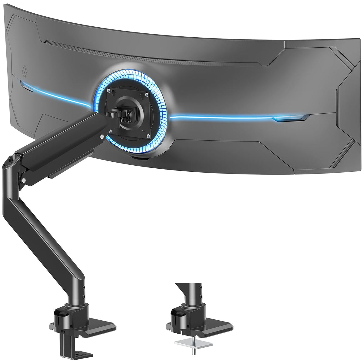 MOUNT PRO Single Monitor Desk Mount for Max 40 Inch Screens, Adjustable Gas Spring Monitor Arm Holds up to 26.5lbs, Computer Monitor Stand with Clamp and Grommet Base, VESA Mount 75x75mm/100x100mm