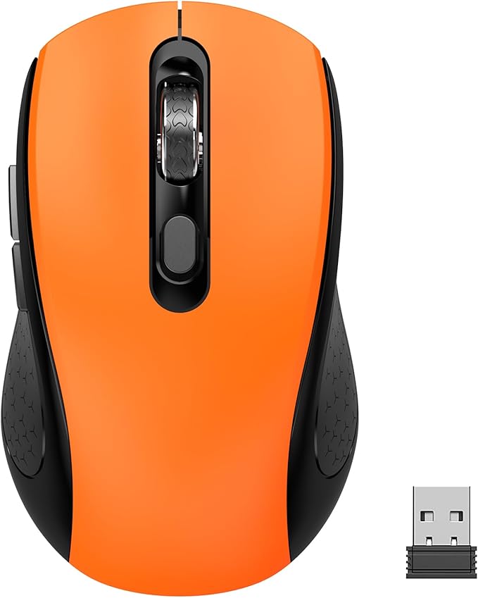 SHUNJINRUN Ergonomic 6 Button Silent Wireless Side Key Mouse Black No Light