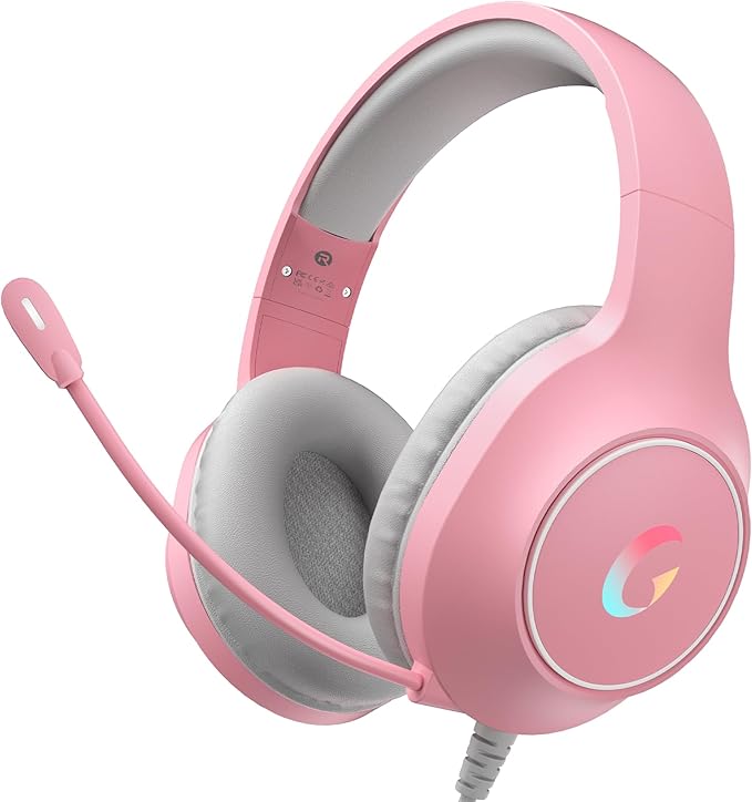 syndesmos CM7002 Gaming Headset for PC, PS5, Xbox Series X|S, Switch, Over-Ear Headphones with 7.1 Surround Sound, 50MM Drivers & Noise Canceling Mic, RGB Comfort Headset for Gaming