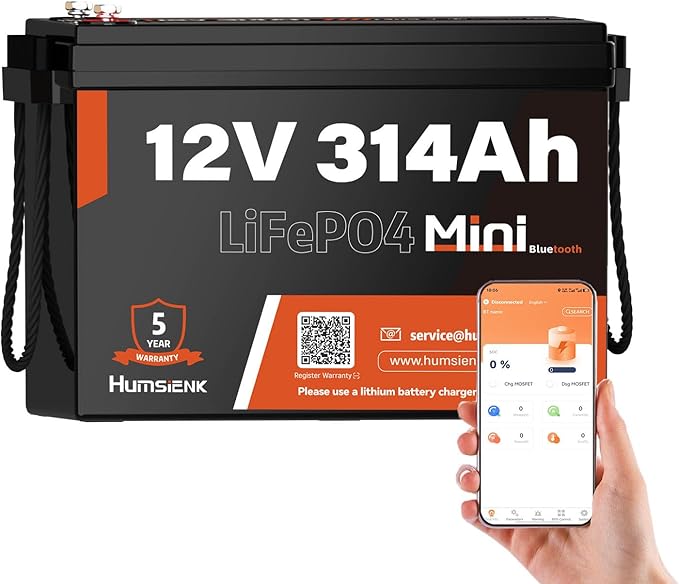HumsiENK 12V 200Ah LiFePO4 Lithium Battery โ Max. 2560Wh, 6000-15000 Deep Cycle Battery with 250A BMS, Low-Temp Cutoff | A+ Grade Cells for Marine, Trolling Motor, Off-Grid Home Energy Storage