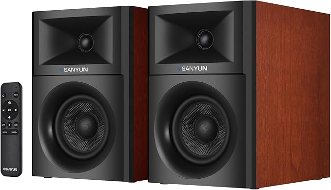 Sanyun SW205 2.0 Bookshelf Speakers, Room-Filling Expanded Stage, Dual-DSP