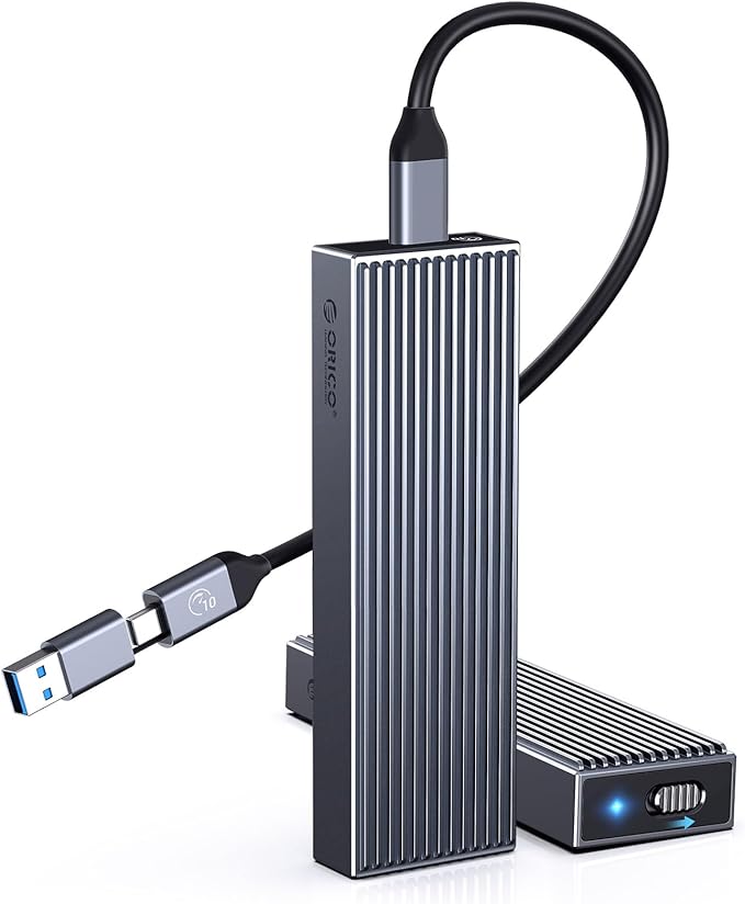 ORICO Dual M.2 NVMe SSD Enclosure, USB C to M2 Adapter for M Key PCIe 2230/2242/2260/2280 M.2 SSDs,Tool-Free Installation Aluminum SSDs Reader Support Trim and UASP up to 2x4TB-BM2-2N