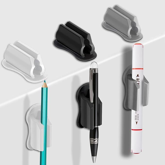 Adhesive Pen Holder for Wall Pencil Holders for Desk, 6Pack Silicone Pen Holders for Clipboard, Marker Holder Pen Holder Clip, Pencil Holder for Classroom Must Haves Teacher Supplies, Stylus Holder