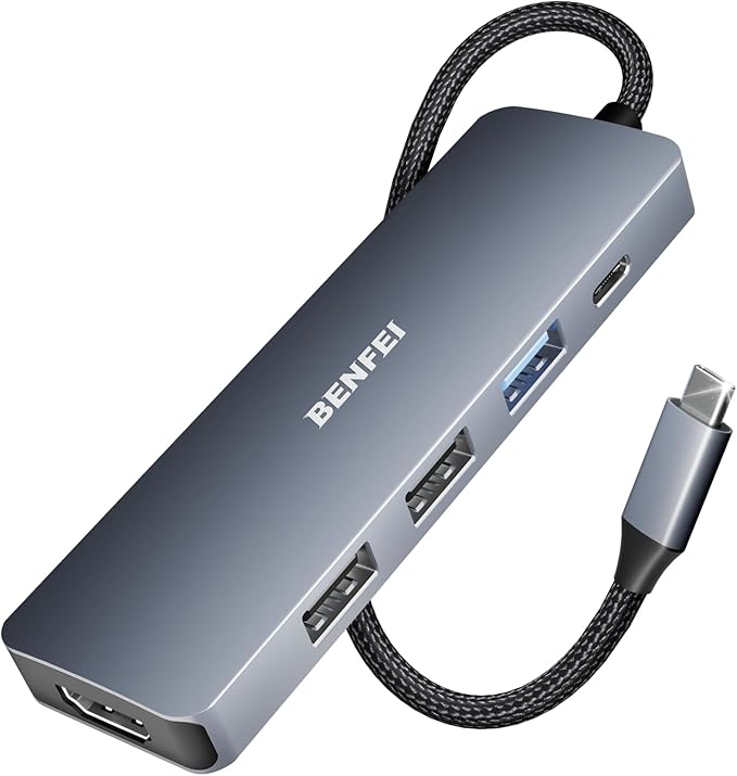 BENFEI 8-in-1 USB C Hub with Secure Clamp – Features 4K@60Hz HDMI, Gigabit Ethernet, 100W PD, 10Gbps 1x USB-C, 2 x USB-A 3.2, 2 x USB-A 2.0 Compatible with MacBook, iPad Pro, iMac, S23, XPS17