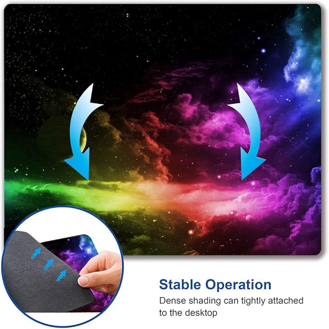 Mouse Pad, Gaming Mouse Pad, Galaxy Mouse Pad, Aurora Light Pattern Green and Purple Design Mouse Pads, Square Waterproof Mouse Pad Non-Slip Rubber Base MousePads for Office Home Laptop Travel