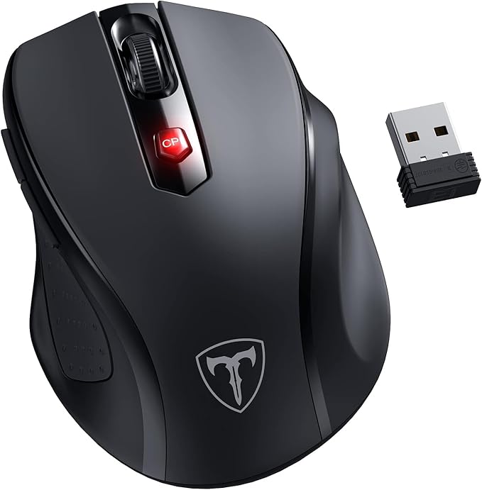 HOTWEEMS Ergonomic Wireless Mouse for Laptop, 2.4G USB Cordless Mice- Grey