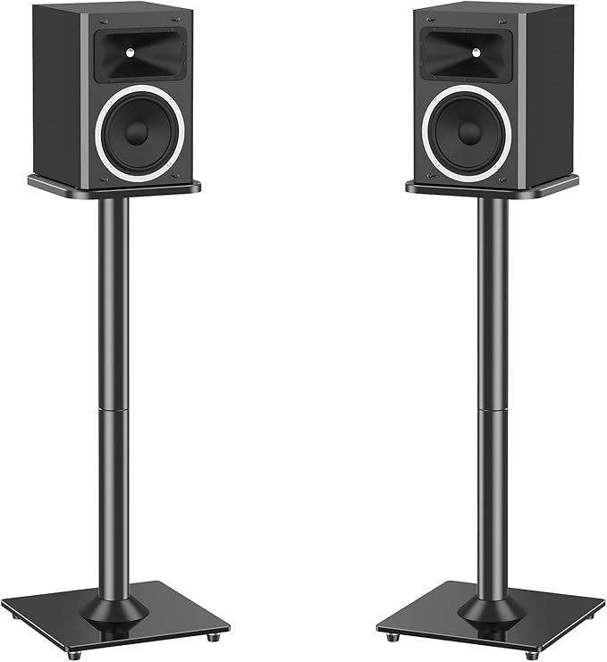 MOUNTUP Universal Speaker Stands Pair for Surround Sound Home Theater, 31" Height Floor Speaker Stands Max 22LBS, Bookshelf Studio Satellite Speakers Fit Klipsch Polk Yamaha, Non Slip Pad Easy Install