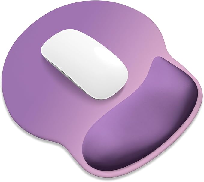 ITNRSIIET Ergonomic Mouse Pad with Wider Memory Foam Wrist Rest +17%, Curved Cushion Reduces Pressure 20%, Pain Relief, Non-Slip, Smooth, Cute Color Desk Accessory, 9.85 x 9 inch