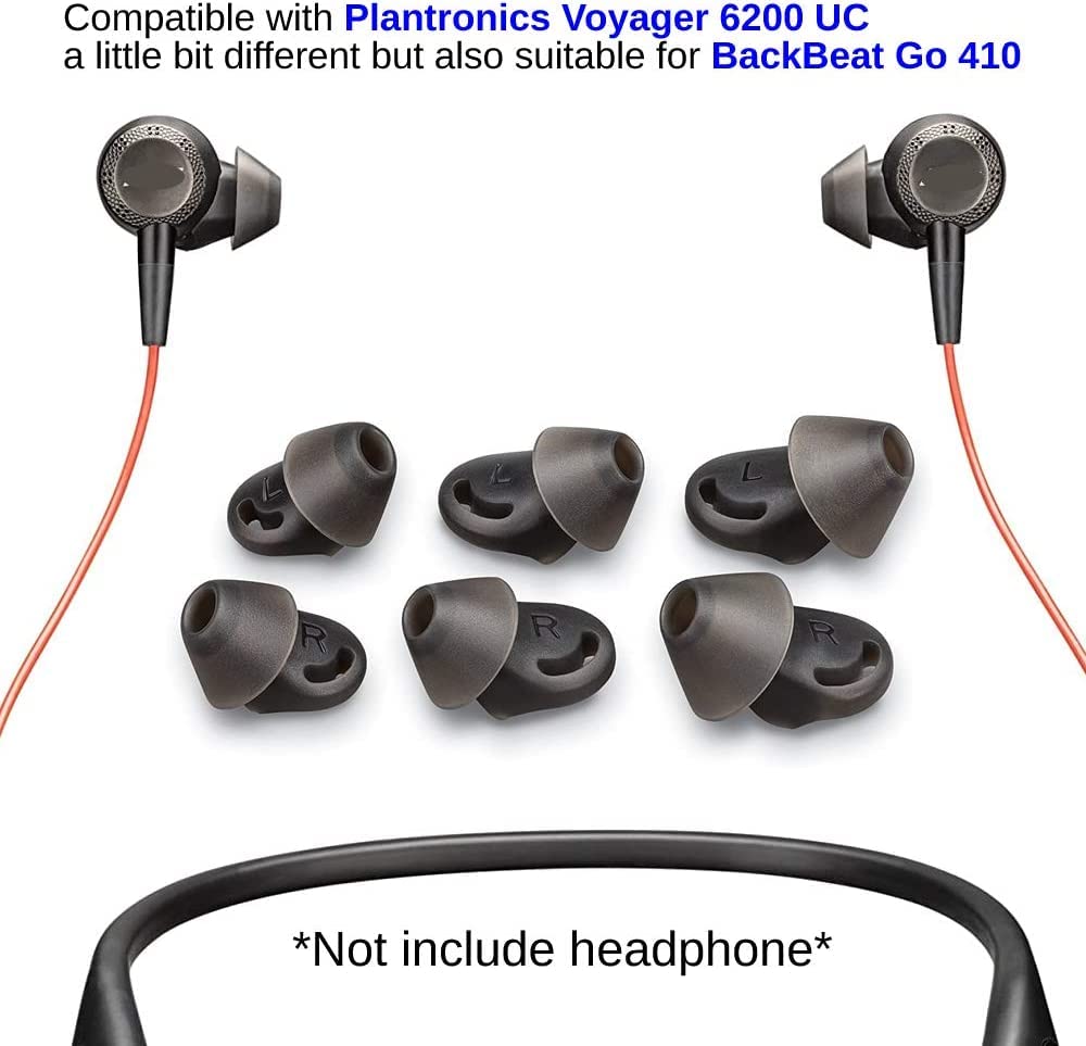 Wiki VALLEY Voyager 6200 UC Eartips Replacement,in-Ear Gels Kit for Plantronics Backbeat Go 410 Headphone-3 Pair Large
