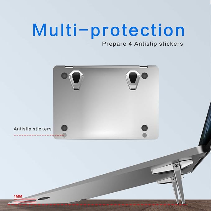 Laptop Stand Portable,Zinc Alloy Laptop Mini Stand,Laptop Riser Invisible,Ergonomic Laptop Stand Cooling Suitable for 12-20 Inches Laptop.(Silver-2pieces)