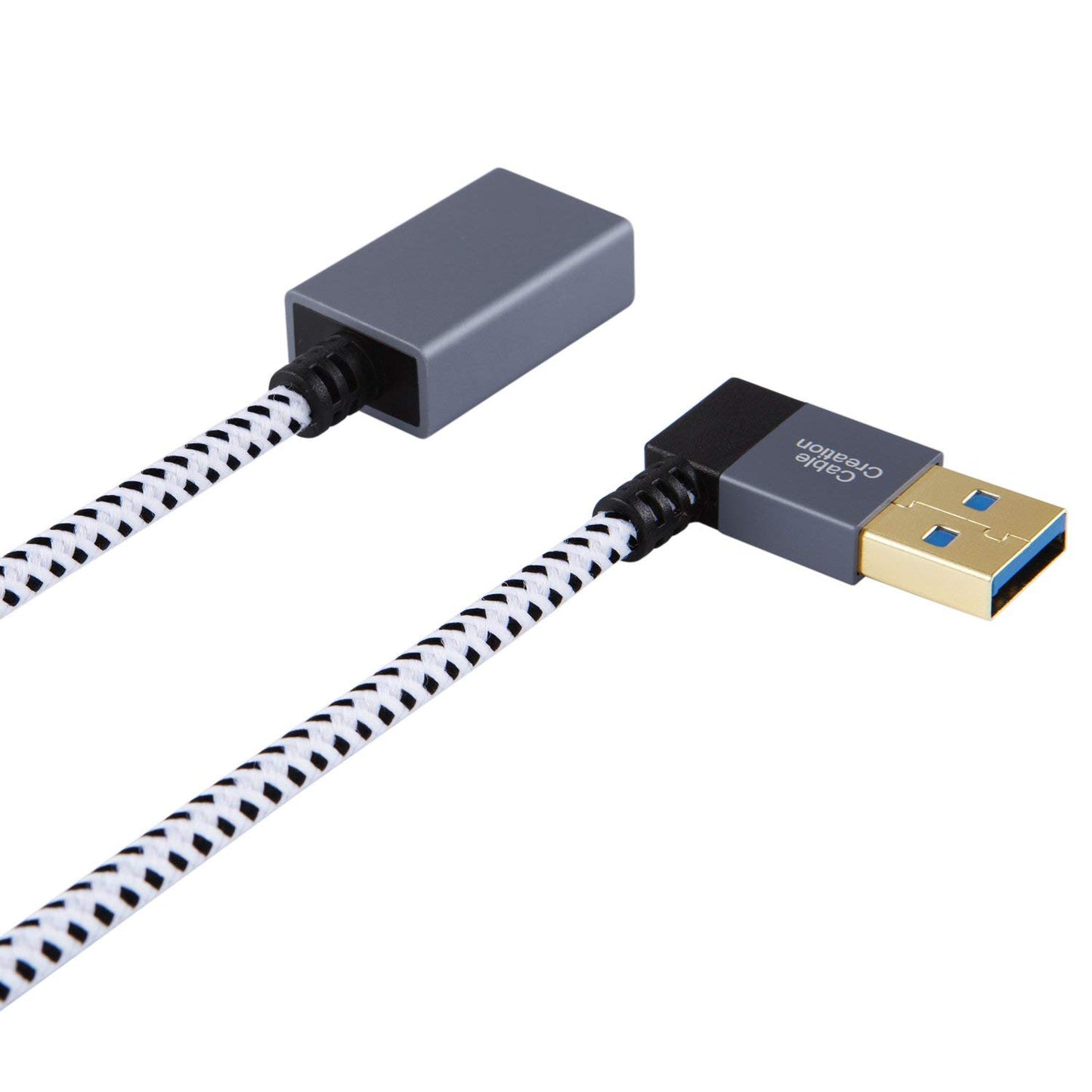 CableCreation Short USB 3.0 Extension Cable 1FT, Left Angle Extender Cord