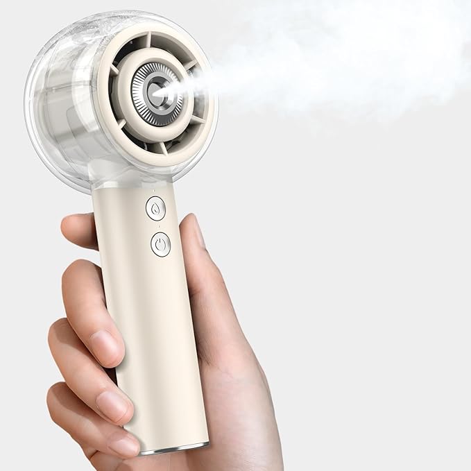 Misting Fan, 6000mAh Portable Handheld Fan Rechargeable, Turbo w/ 4 Speeds