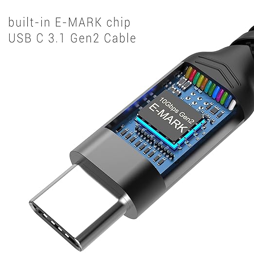 SUMPK USB C to USB C Cable 3.1 Gen 2 Right Angle, 3.3ft 2 Packs