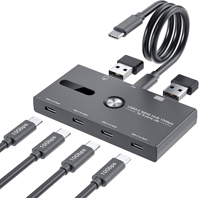 10Gbps USB C Hub, 6 Ports USB C Splitter, Type-C and USB 3.2 to USB C Hub for PC, Laptop, MacBook Pro/Air, iMac, Surface Pro, Chromebook, Etc(HUB ONLY, Not Support Charging/Monitor)