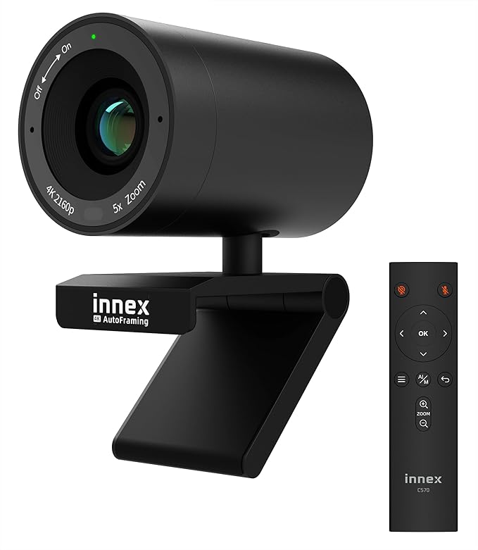 Innex C831 180° Panoramic 4K Wide Angle Webcam with Microphone, AI Facial Tracking for Windows, Mac, Easy Setup Conference Room Camera with Flexible View Angle for Meeting Room, Huddle Space