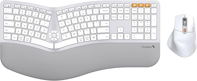 ProtoArc EKM01 Plus Wireless Ergonomic Keyboard Mouse Combo - Gray Black