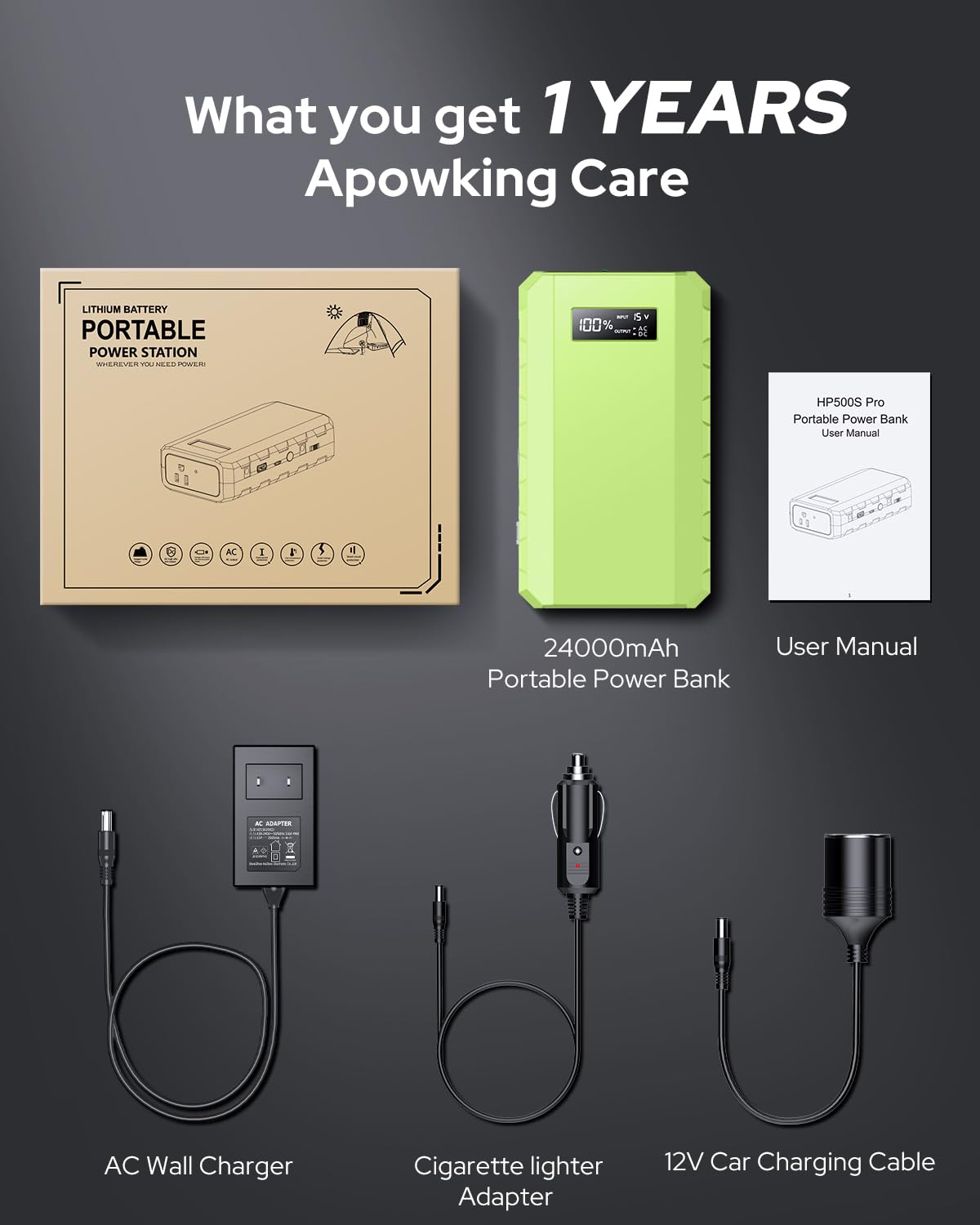 Apowking Portable Power Bank with AC Outlet, 65W Portable Laptop Charger