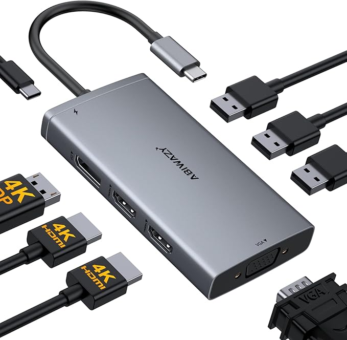 USB C Docking Station Dual Monitor Computer Multiple Monitor Hub Adapter