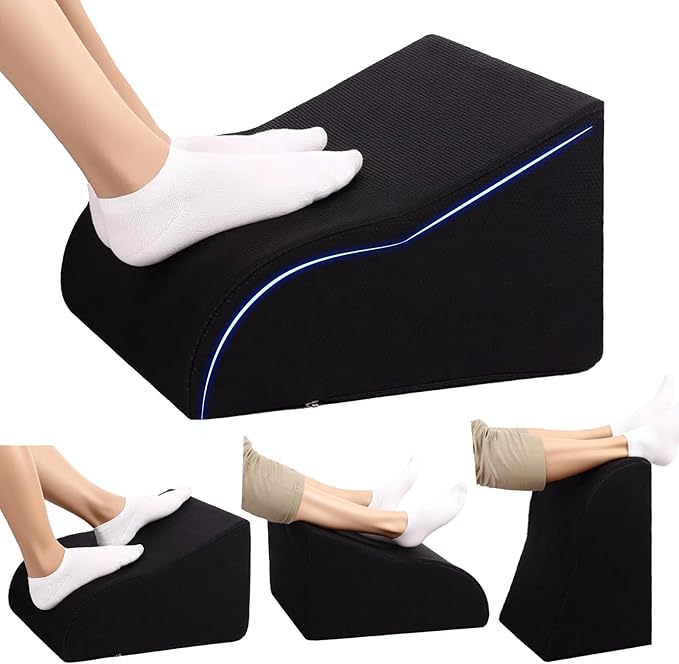 Opuvidity Foot Rest for Under Desk at Work, Ergonomic Under Desk Footrest with Washable Cover for Office, Home & Gaming Leg Elevation Pillow Blue