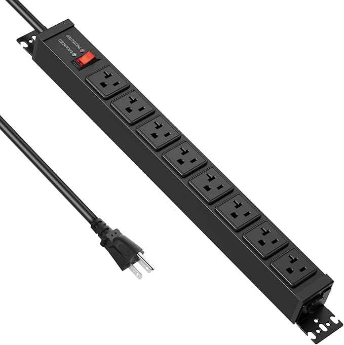 JUNNUJ 12 Gauge 360° Rotating Mountable Power Strip
