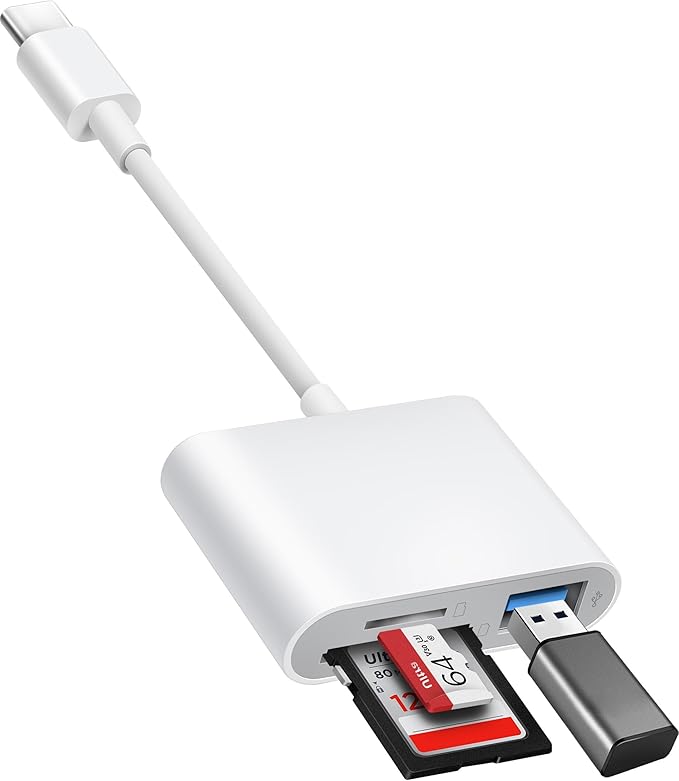 USB C to SD CF Card Reader, SD Card Adapter with SD MicroSD CF Compact Flash USB 4 Ports, BnmxTek Memory Card Reader for iPhone 15 iPad Mac MacBook Pro/Air/Mini Android and More USB-C/Type C Device