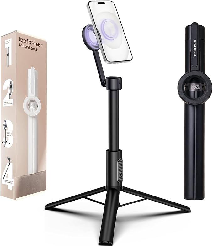 KraftGeek Magnetic Phone Tripod for iPhone, 64" Selfie Stick for Magsafe