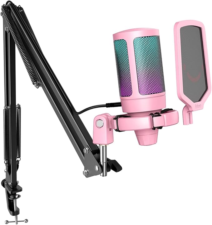 FIFINE AmpliGame A6T USB Gaming Microphone Kit, Condenser Mic for Streaming