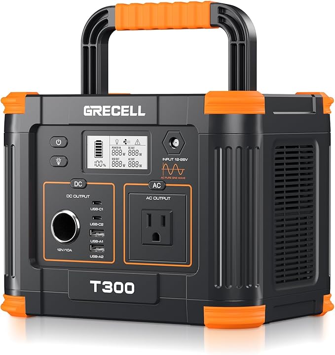 GRECELL Portable Power Station 330W, 230.88Wh Solar Generator