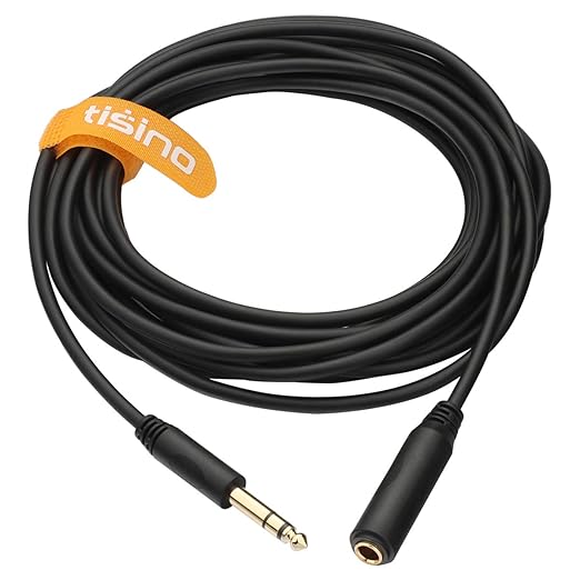 Tisino 1/4 Extension Cable 10 ft, Headphone Extension Cable Quarter inch TRS Male to Female Stereo Guitar Extension Cable Cord
