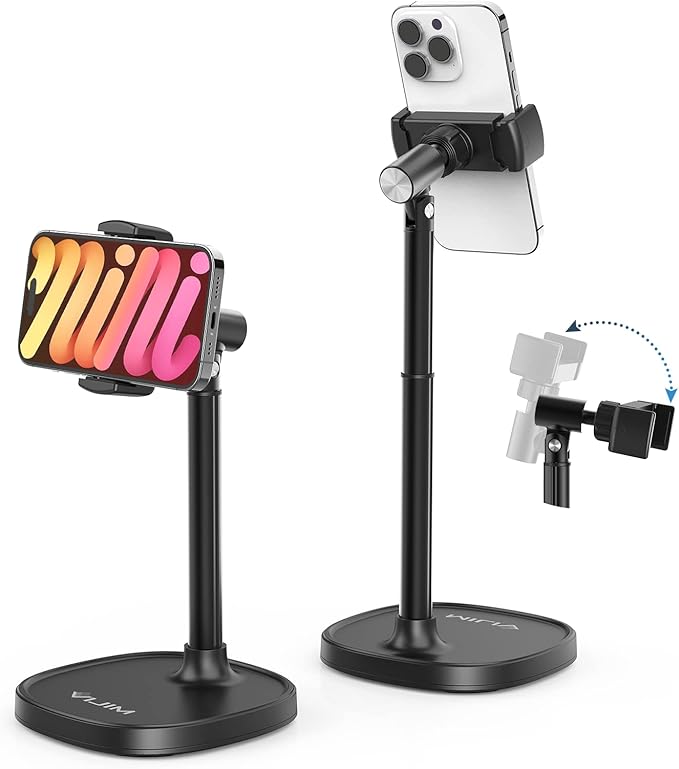ULANZI SK-06 Cell Phone Stand with Phone Cooler, Desktop Phone Live Streaming Solution with Phone Cooling Fan, Height Adjustable Phone Cooler Stand Compatible with All Mobile Phones, iPhone & Android