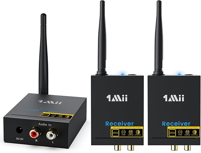 1Mii 2.4Ghz Wireless Audio Transmitter Receiver Set (1 TX + 1 RX) for TV