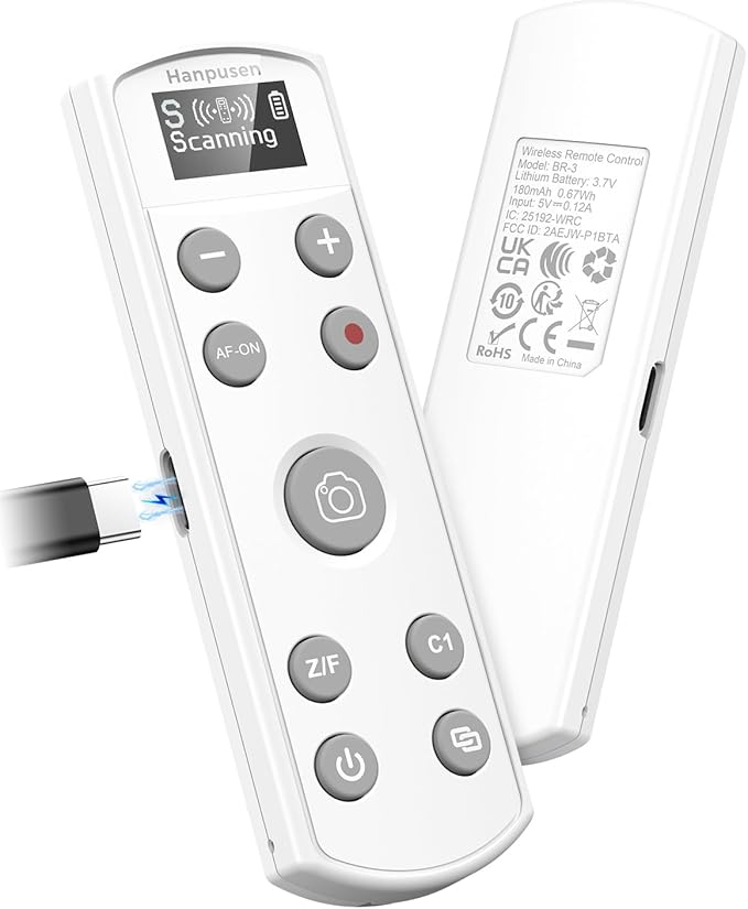 Hanpusen Wireless Rechargeable Camera Remote Control for Sony ZV-1F, ZV-E10