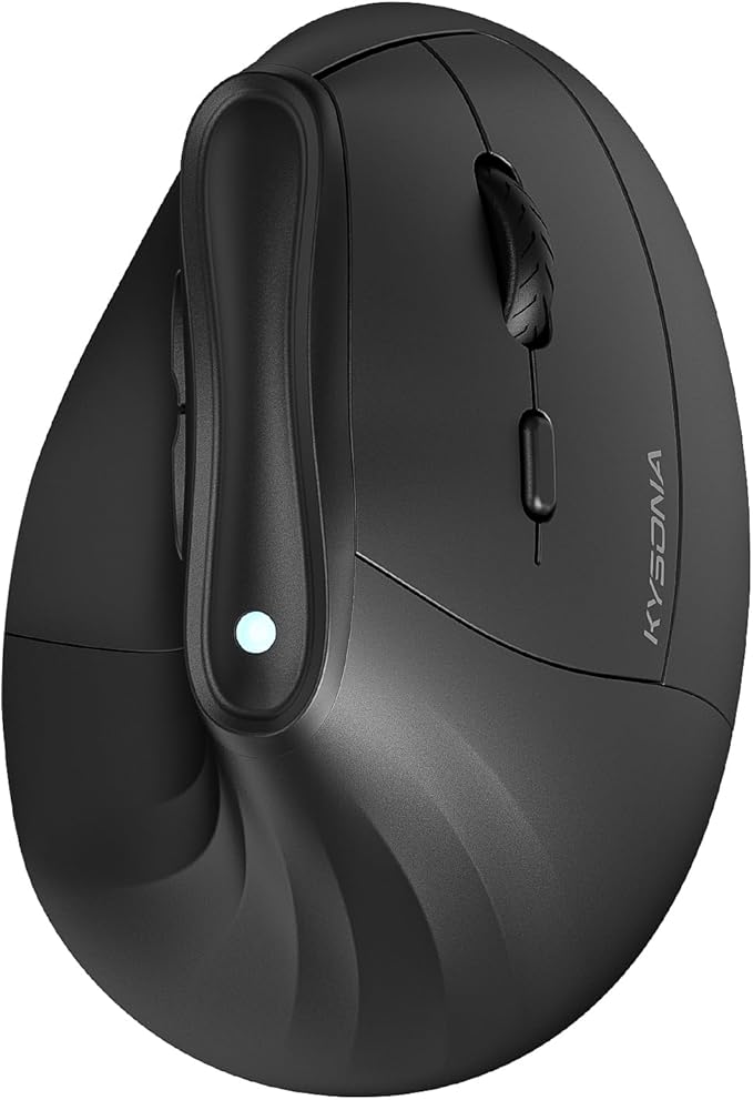 KYSONA Ergonomic Mouse Wireless, Bluetooth Vertical Mouse, 5-Level Adjustable DPI, 2.4G Silent Switch Mice for Windows, MacOS, IPadOS, Laptop, PC