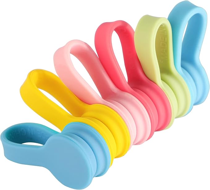 Viaky Magnetic Cable Ties 6-Pack,Silicone Cord Ties Cable Clips