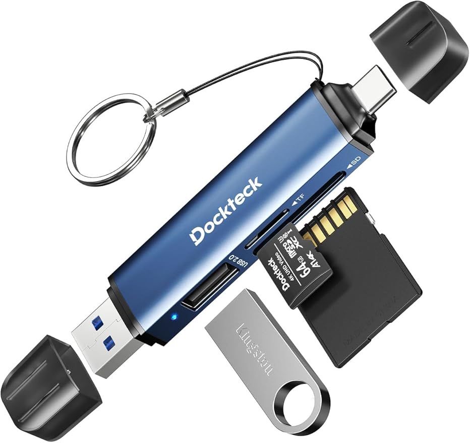 Dockteck SD Card Reader, 3-Slot USB A/C to Micro SD Card Adapter USB3.0