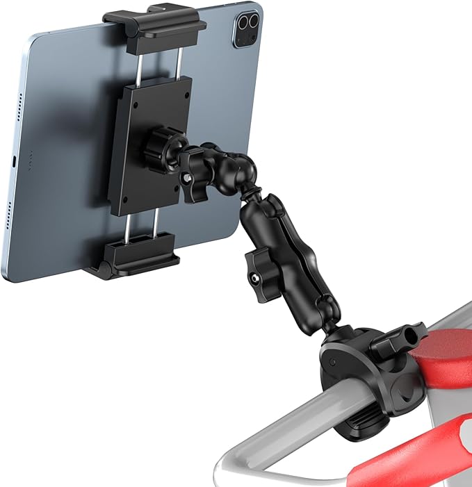 PLDHPRO Tablet Holder for Mic Stand 360° Swivel iPad Music Stand Mount for Microphone with Clamp, Musicians Stage Portable Stands Guitar Tripod Accessories Compatible 5.5-14.6'' Devices