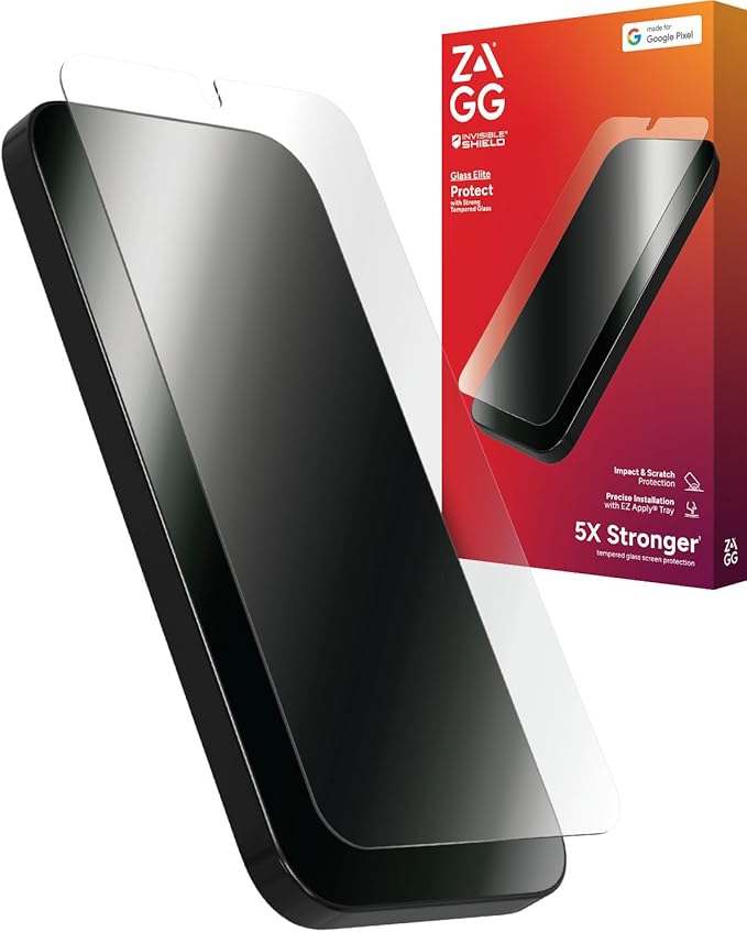 ZAGG Glass Elite Google Pixel 9 Pro Fold Screen Protector (Front Screen Only) – Ultra-Strong Tempered Glass with Recycled Content, Fingerprint Resistant, Easy Installation