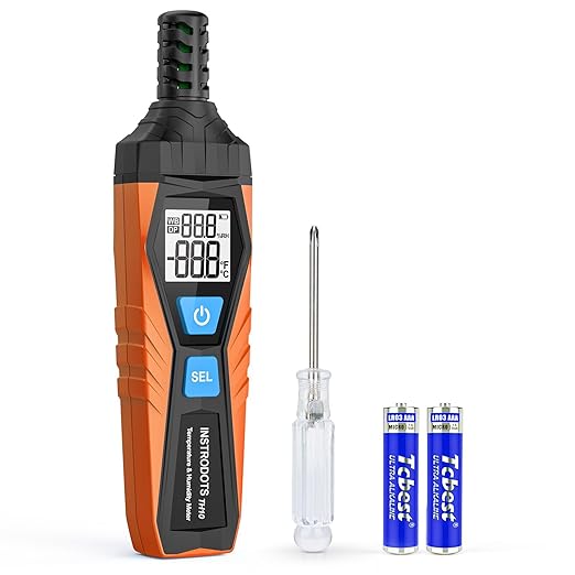 INSTRODOTS Temperature Humidity Meter, High Precision Thermometer Hygrometer with Ambient, Dew Point, Wet Bulb Thermometer, Dual Display Temperature & Humidity with LCD Backlight