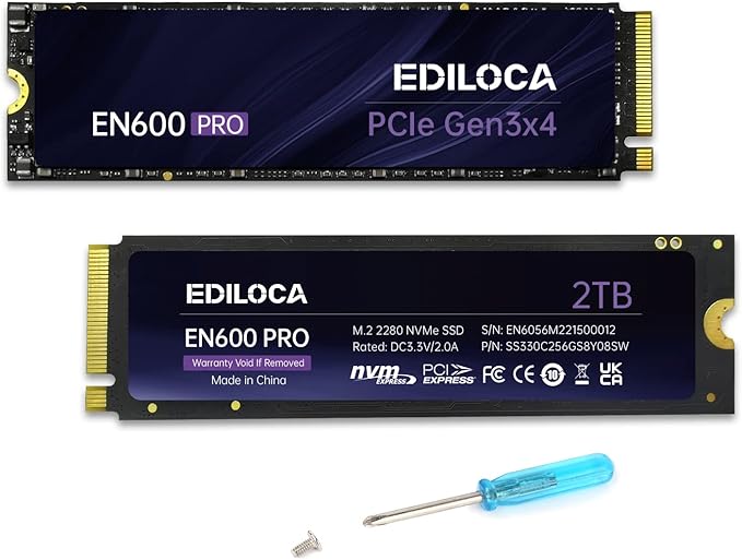 Ediloca EN600 PRO SSD 256GB PCIe 3.0 Gen 3x4, NVMe M.2 2280, Up to 1400MB/s, Internal Solid State Drive, SLC Cache 3D NAND TLC, Graphene Cooling Sticker, Storage for PC, Desktop and Laptops