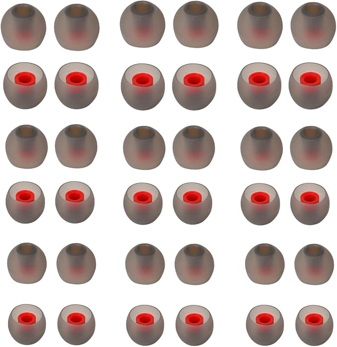 Earbud Tips Soft and Comfortable Silicone Ear Bud Replacement Pieces Fit Most in-Ear Headphones,Inner Hole 3.8mm -5.5mm,18 Pairs Black and Red S/M/L Replacement Earbud Tips