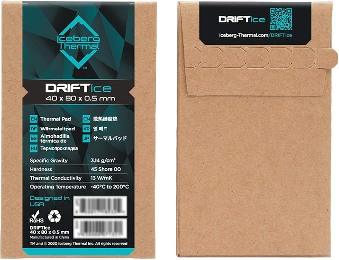 Iceberg Thermal DRIFTIce Thermal Pad 80mm x 40mm x 0.5mm (13 W/mK)