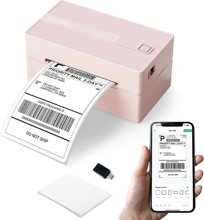 KNAON Bluetooth Thermal Shipping Label Printer 4x6 for Small Business