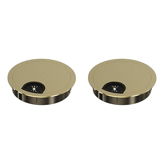 Skweawert 2 Pack Desk Grommet 2-1/8 Inch 53mm, Zinc Alloy Computer Desk Wire Hole Cover, Office Desktop Cord Cable Hole Metal Ring