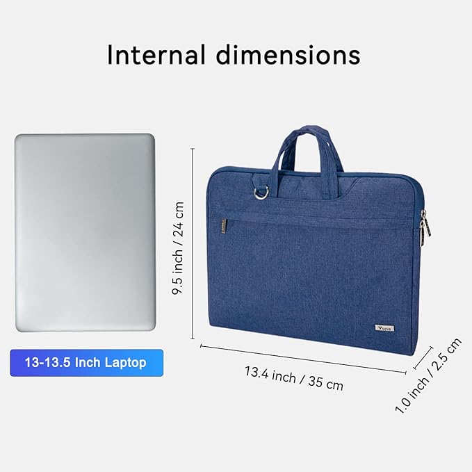 Voova Laptop Bag 13 14 Inch, Waterproof Computer Sleeve Carrying Case with Shoulder Straps & Handle Compatible with Macbook Air 13 M2/M3/M4, MacBook Pro 13/14, HP Dell Lenovo Chromebook 14, Blue