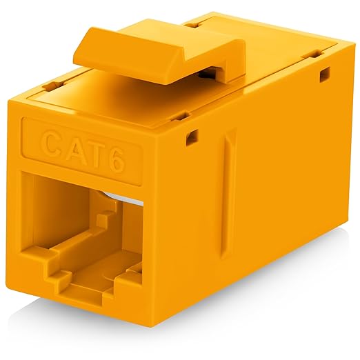 Everest Cat6 RJ45 Keystone Coupler (6-Pack) in Gray - RJ45 Coupler - Cat 6 Couplers - Female to Female Cat6 Keystone Jacks - Ethernet Couplers - Ethernet Cable Extender