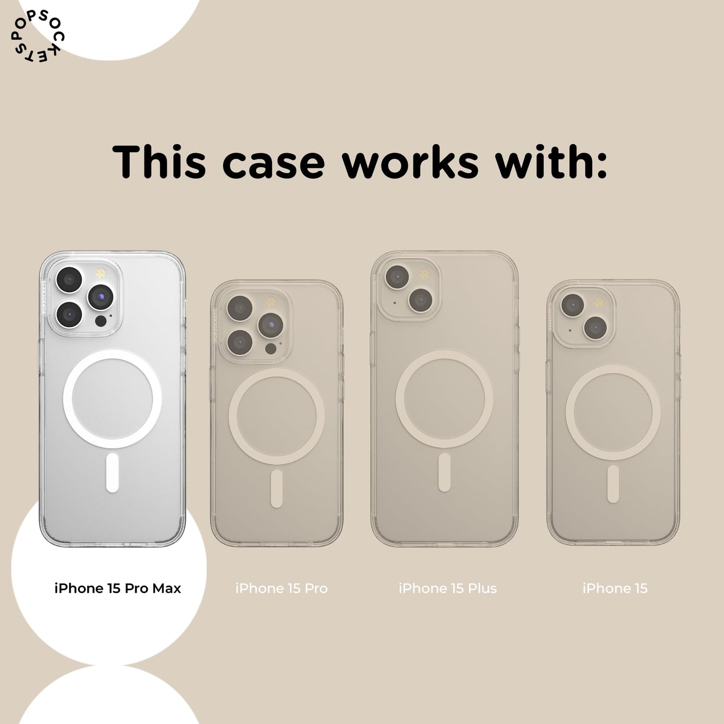 PopSockets iPhone 15 Pro Max Phone Case w/MagSafe- Translucent Black