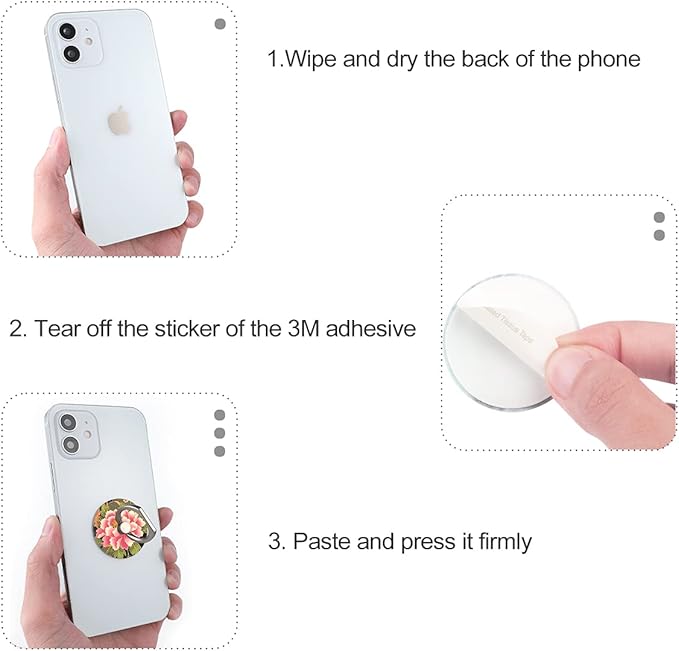 Bonoma Phone Ring Holder, 3 Pack Universal Finger Ring Stand Grip Kickstand Ring for All Smartphones (Flowers)