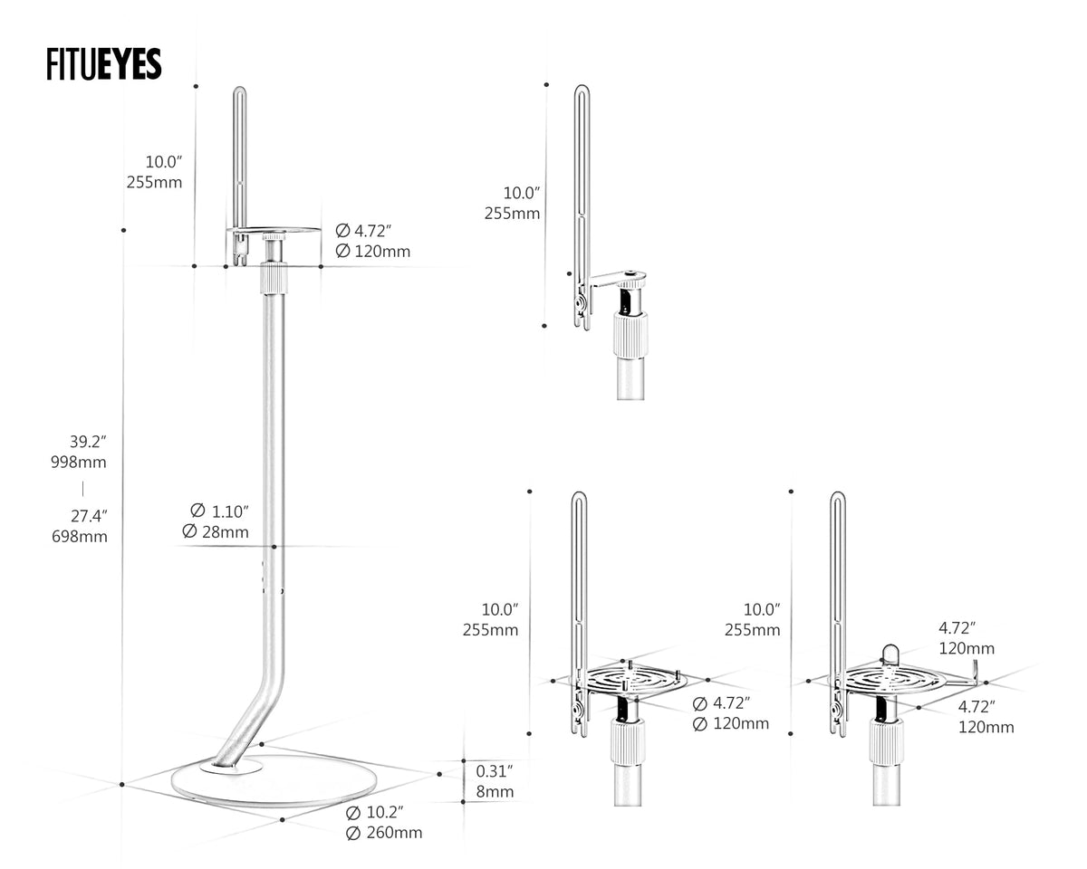 FITUEYES Universal Speaker Stand Pair, with Height Adjustable, White,1 Pair