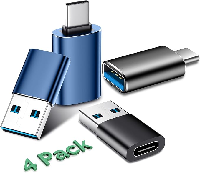 Temdan USB to USB C Adapter Combo 4-Pack, 10Gbps Type C Converter