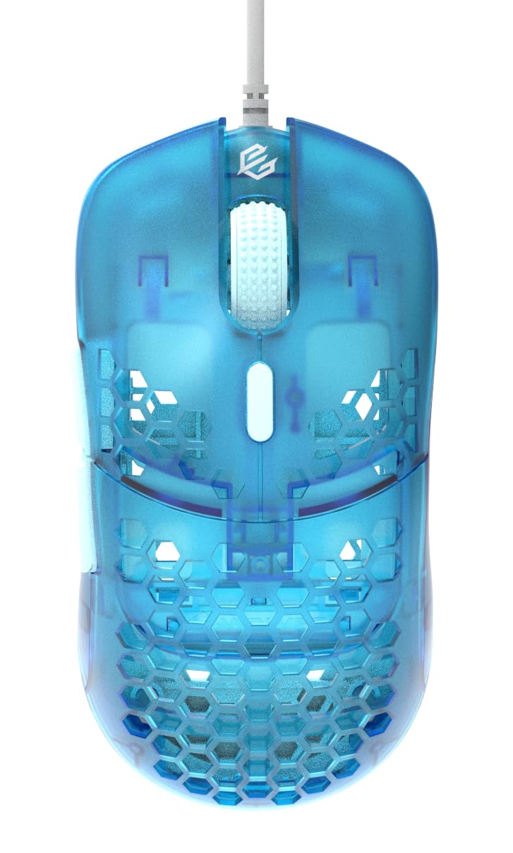 Gwolves Hati HTM Lightweight Honeycomb Wired Gaming Mouse,~56g,3389 Sensor,16,000 DPI, Low Latency,Anti-Interference,6 Programmable Buttons,On-Board Memory,PC/Mac and Laptop (Cerulean, HTM - Medium)